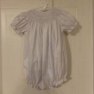 Solid White Smocked Bubble